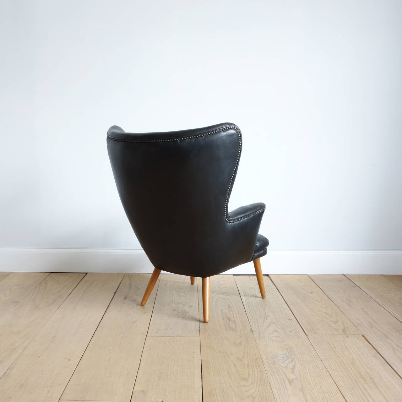 Fantastic Danish Leather Wingback Chair in the Manner of Peder Moos 4