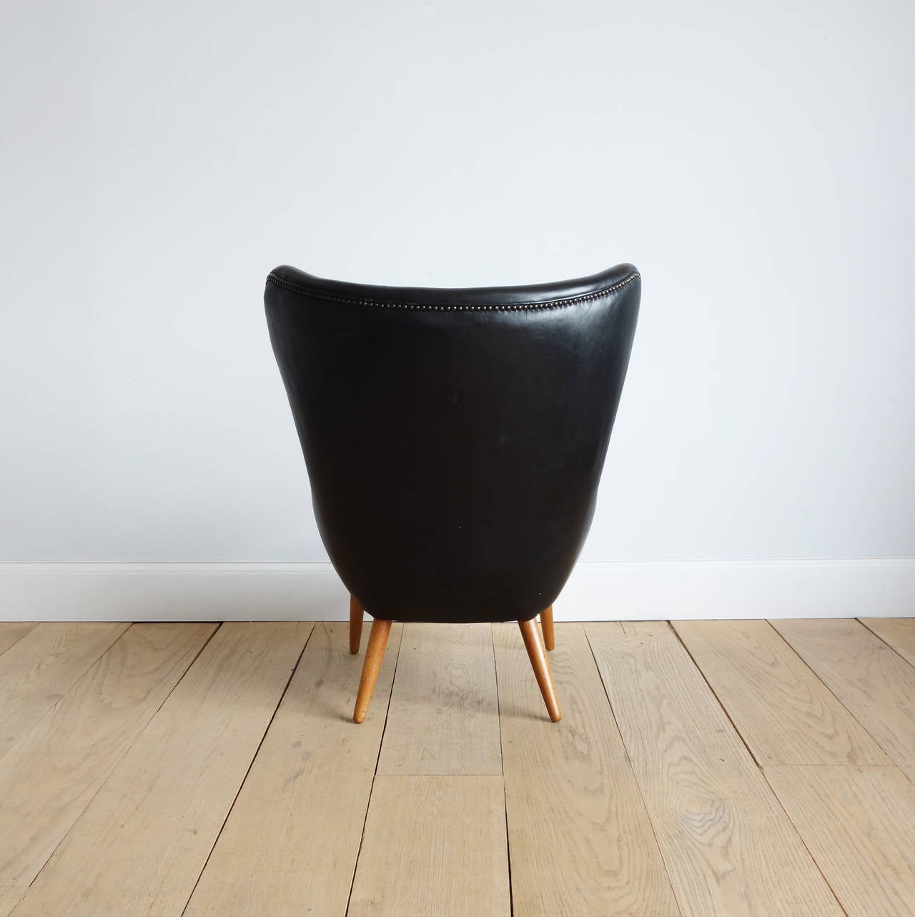Fantastic Danish Leather Wingback Chair in the Manner of Peder Moos 5