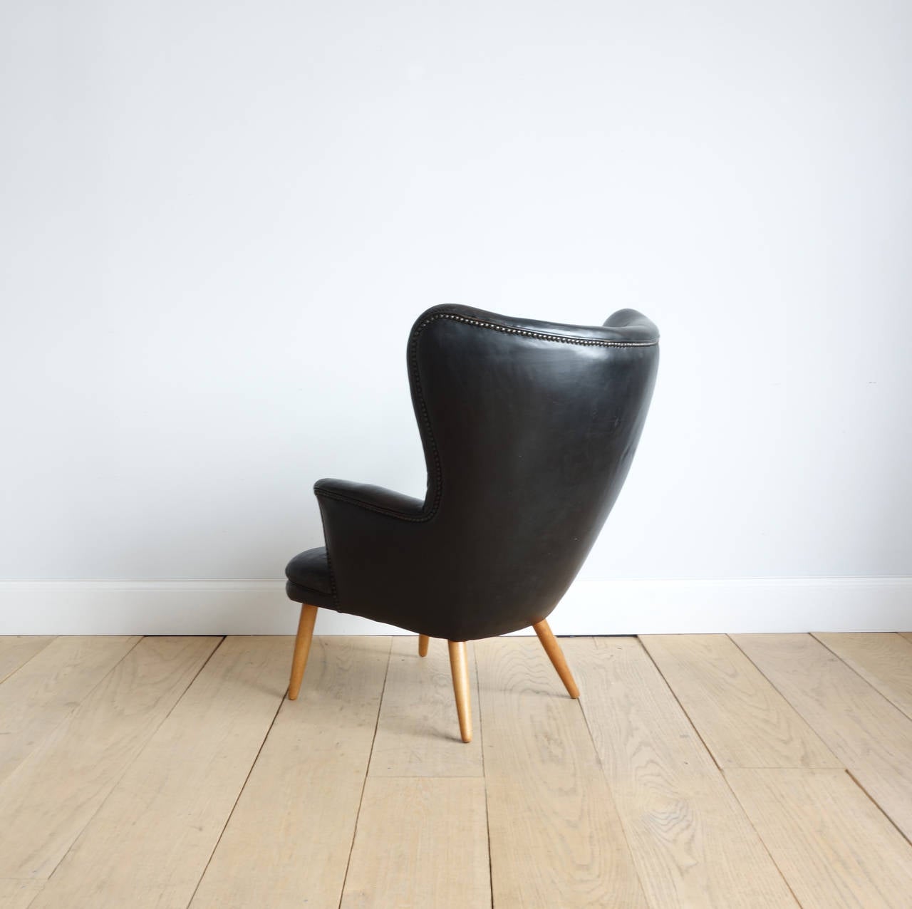 Fantastic Danish Leather Wingback Chair in the Manner of Peder Moos 6