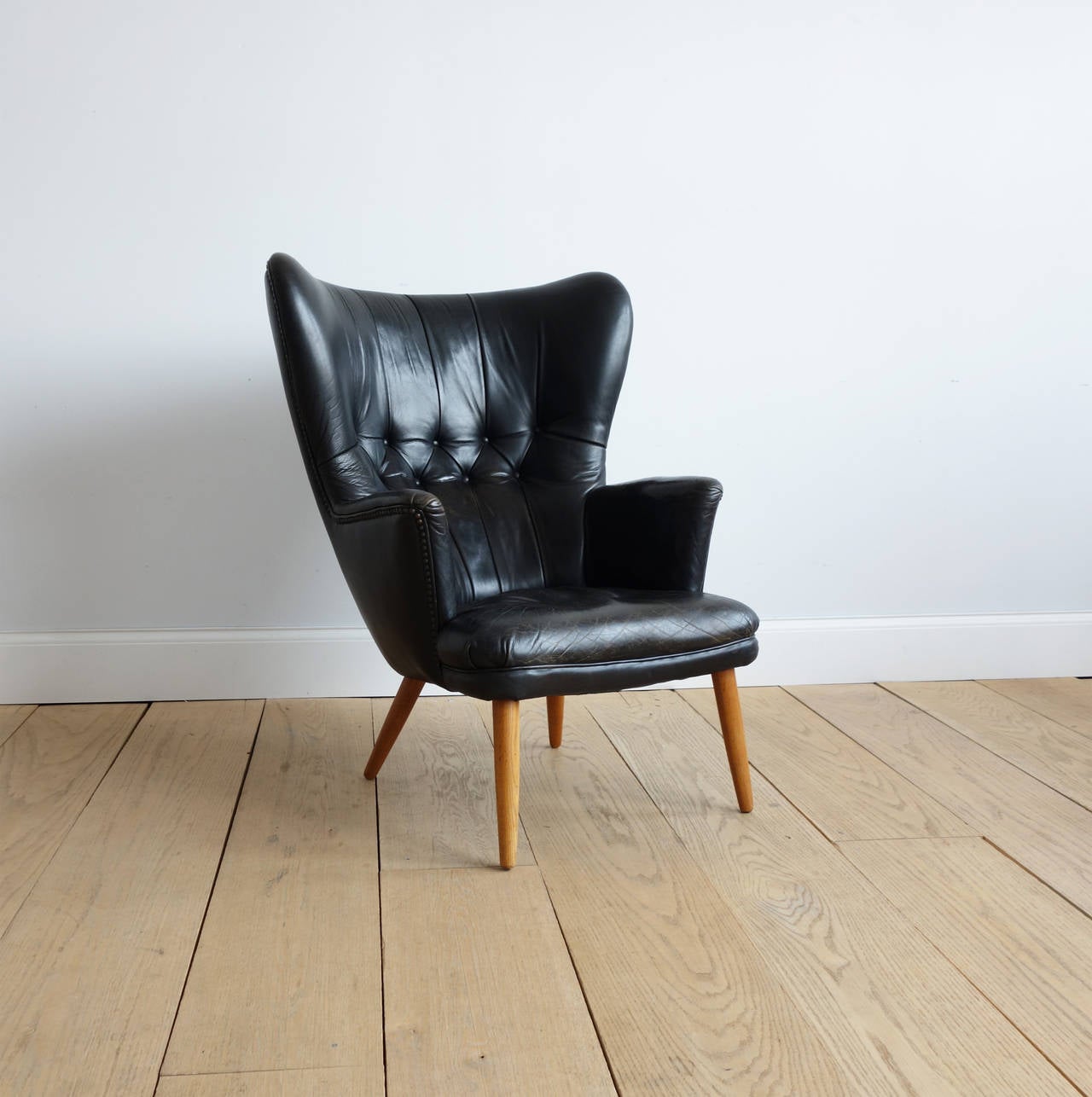 20th Century Fantastic Danish Leather Wingback Chair in the Manner of Peder Moos