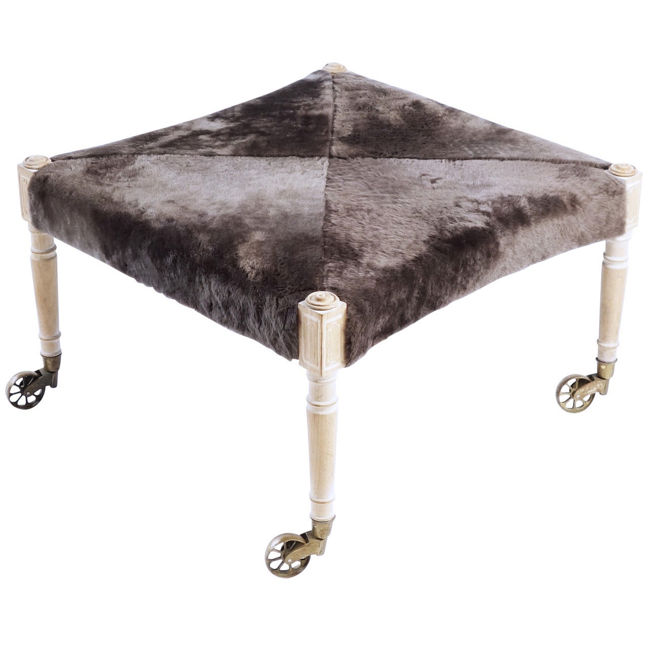 Shearling-Covered Neoclassical Ottoman