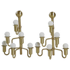 Unusual Pair of Modern Swedish Brass Candelabrum 3