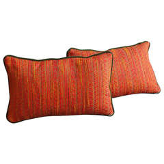 Pair of Mod Throw Pillows with Vintage Jack Lenor Larsen Upholstery