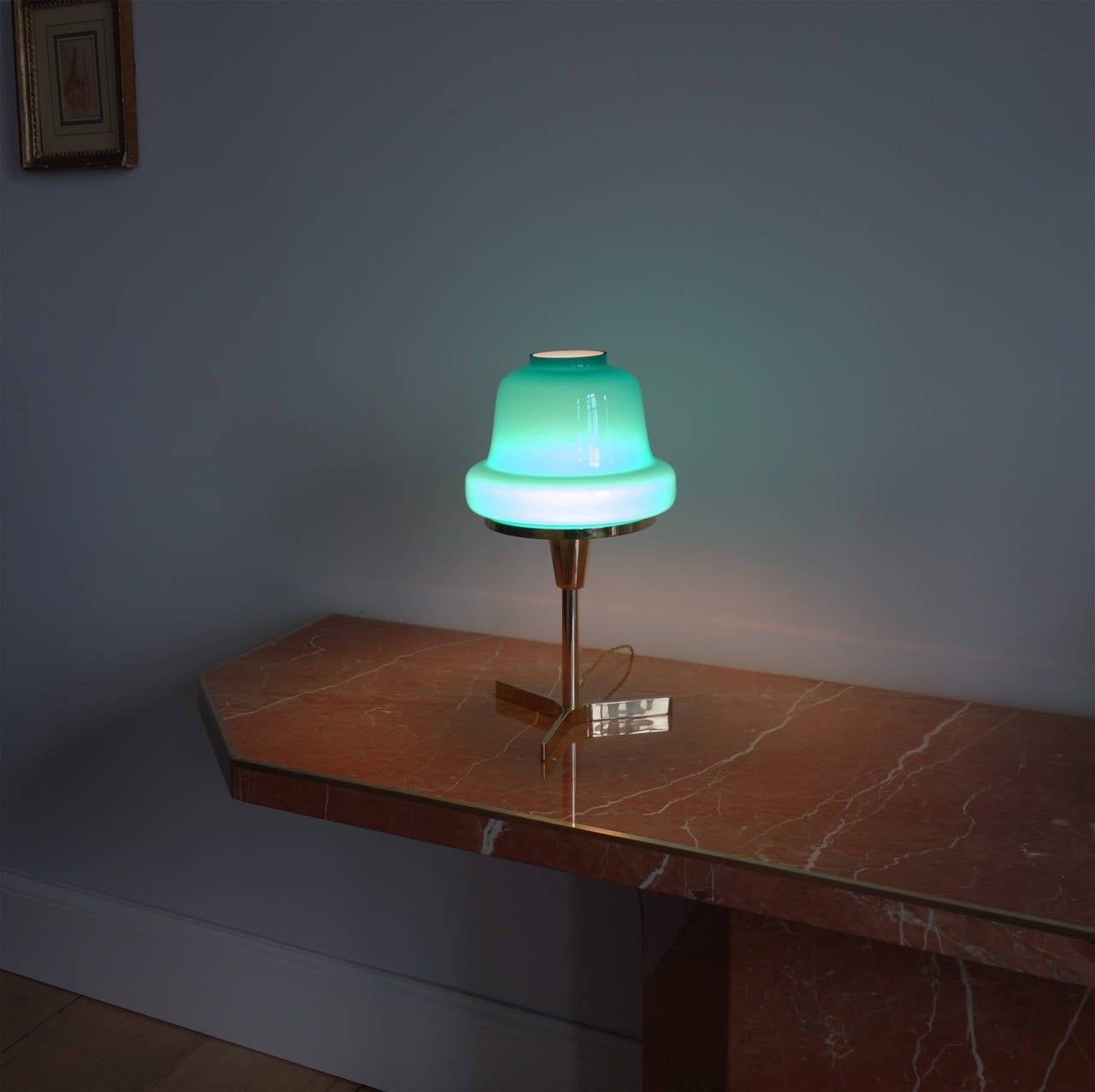 Unusual Hans Agne Jakobsson Blue Glass Table Lamp In Excellent Condition In New York, NY