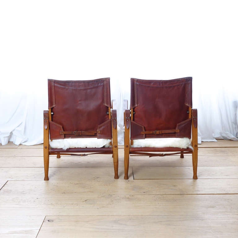 20th Century Pair of Oxhide Safari Chairs by Kaare Klint for Rud. Rasmussen