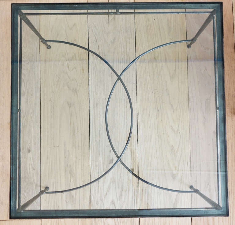 Italian Steel and Glass Patio Table For Sale 1