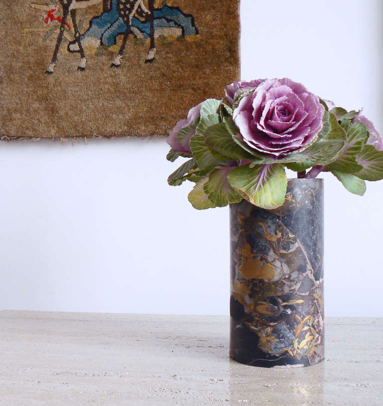 Uncommon Japanese Marble Maki-E Vase In Good Condition In New York, NY