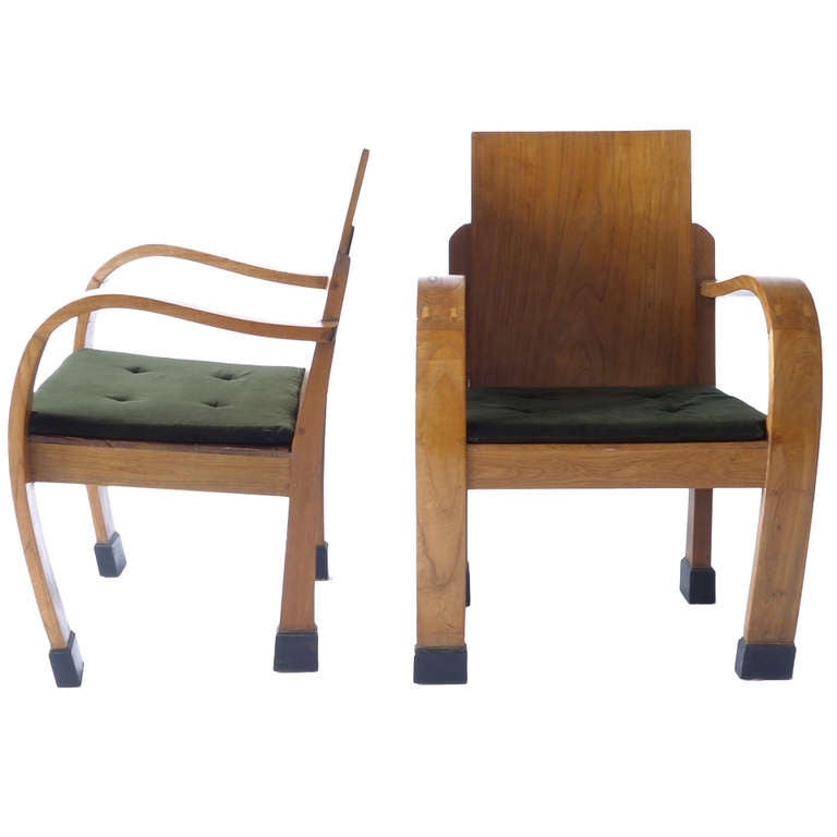 French Colonial Art Deco Armchairs