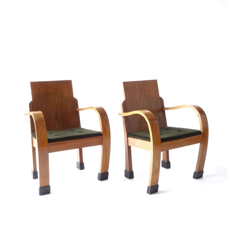 Mid-20th Century French Colonial Art Deco Armchairs