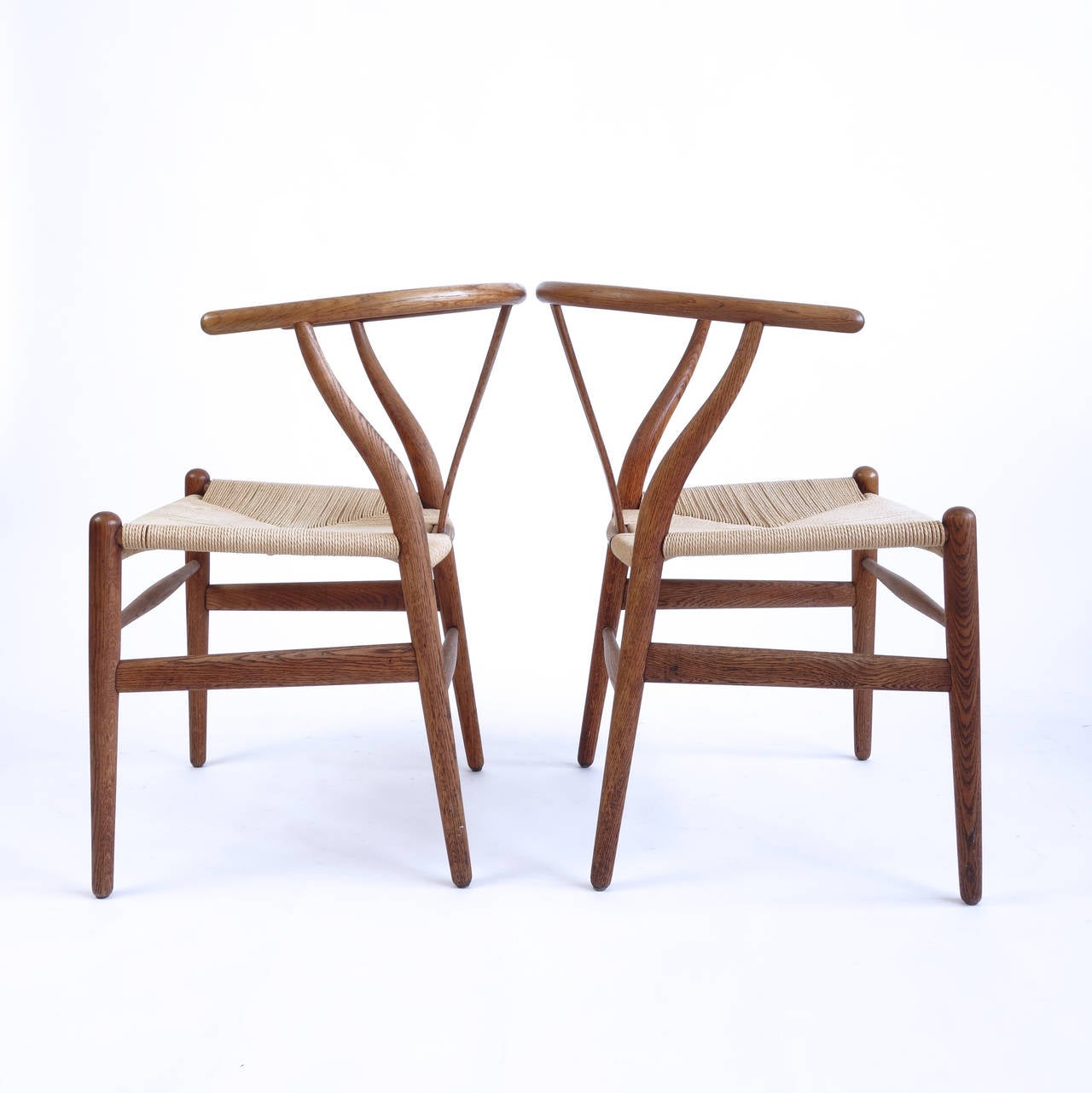 Scandinavian Modern Four Early Hans Wegner Wishbone Chairs