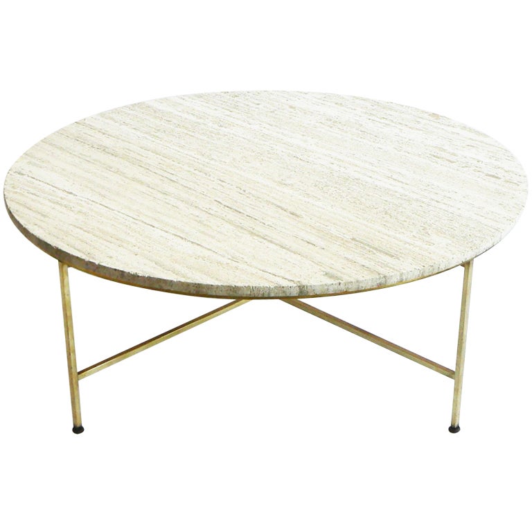 Travertine Topped Coffee Table by Paul McCobb for Directional
