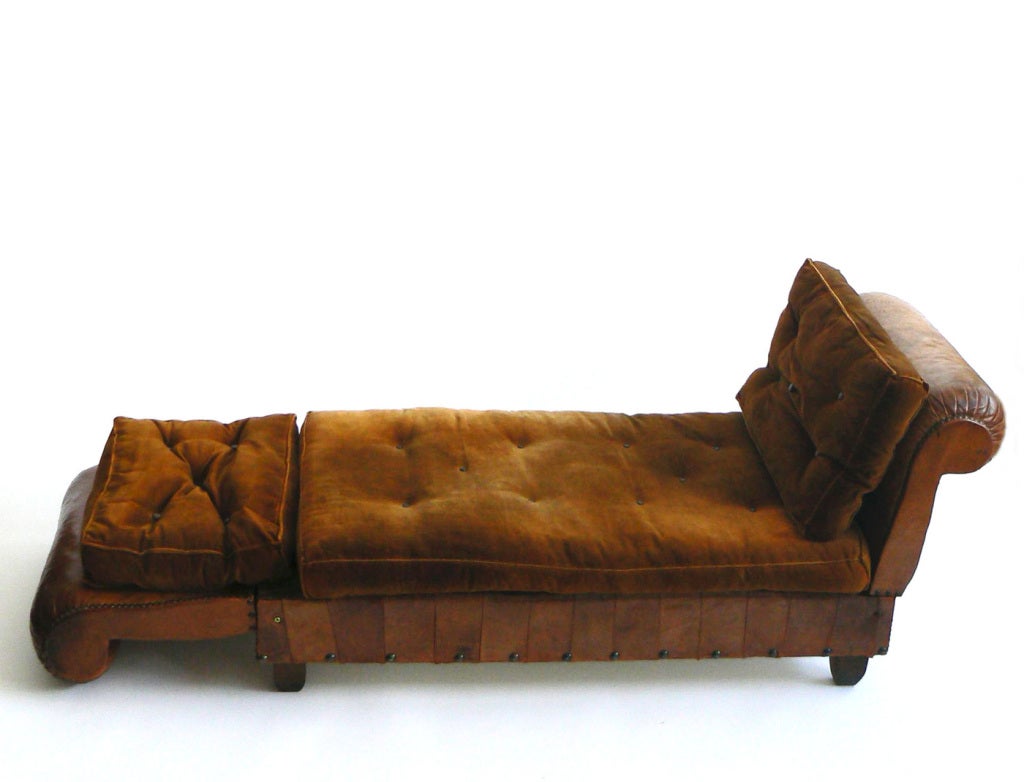 French Leather and Velvet Récamier