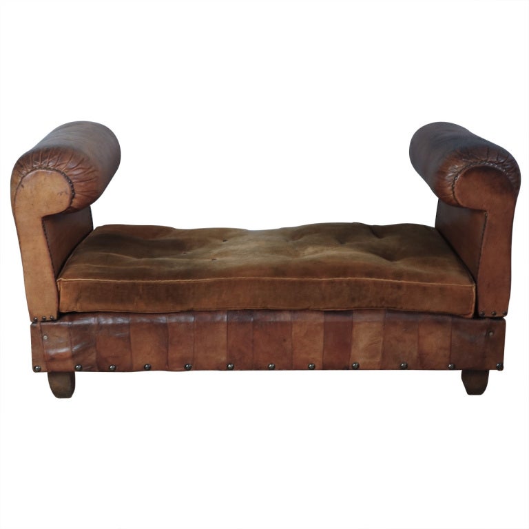 French Leather and Velvet Récamier