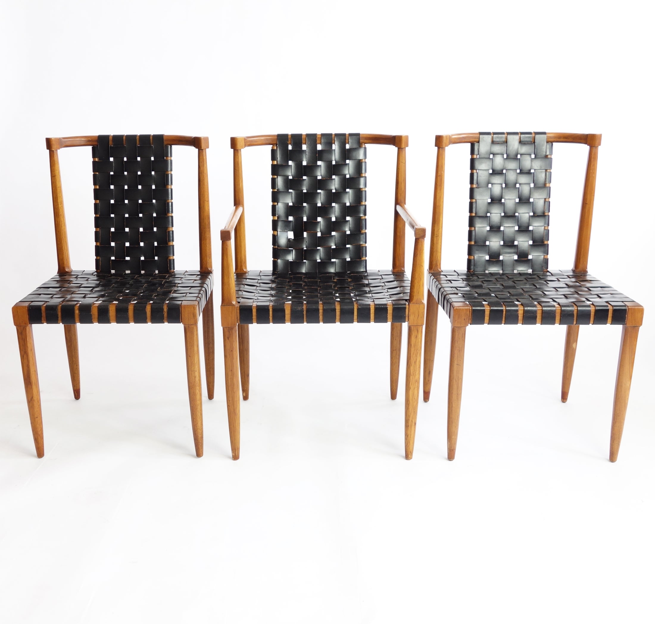 Set of 6 Leather Strap Dining Chairs by Tomlinson