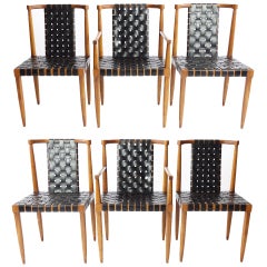 Set of 6 Leather Strap Dining Chairs by Tomlinson