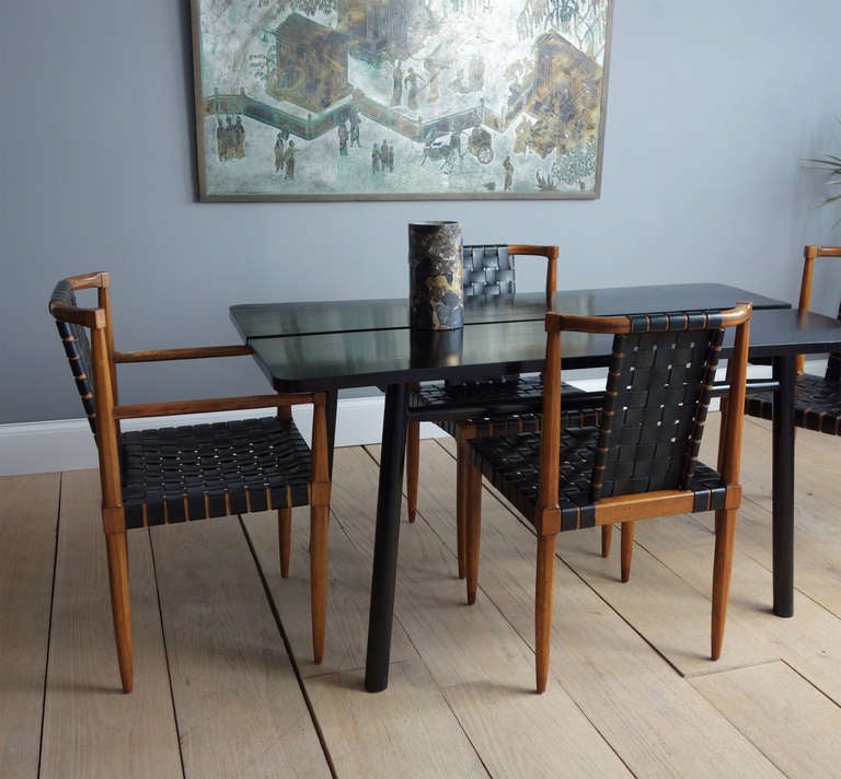 American Set of 6 Leather Strap Dining Chairs by Tomlinson