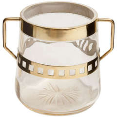 Austrian Glass and Brass-Handled Vase