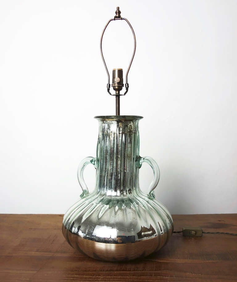 20th Century Monumental Venetian Mercury Glass Lamp