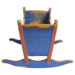 Carved and Painted 19th Century Swedish Cradle