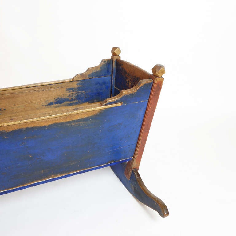 Carved and Painted 19th Century Swedish Cradle 1