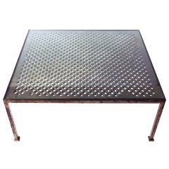 Vintage Large Industrial Iron and Glass Coffee Table