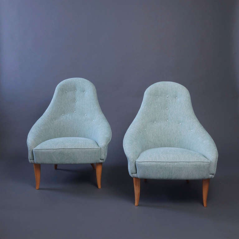 Pair of Lilla Eva Chairs by Kerstin Horlin-Holmquist for Nordiska Companiet In Excellent Condition In New York, NY