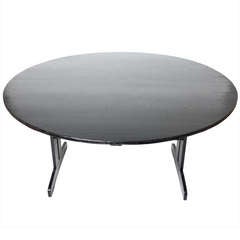 Large Circular Ebonized Dining Table