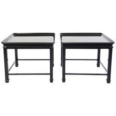 Pair of Splash Gilt Black Lacquer Tray Tables