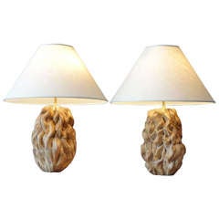 Antique Carved Flame Finial Table Lamps