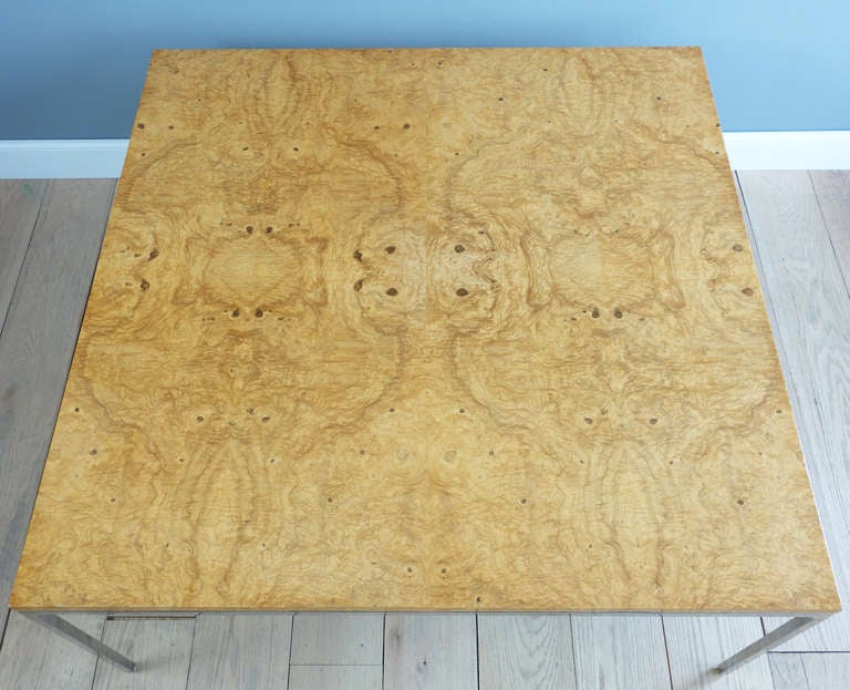 American Massive Burl Wood and Polished Steel Table