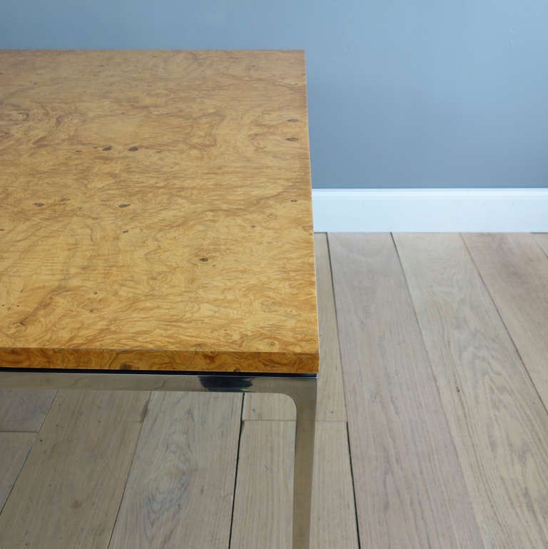 Massive Burl Wood and Polished Steel Table In Excellent Condition In New York, NY