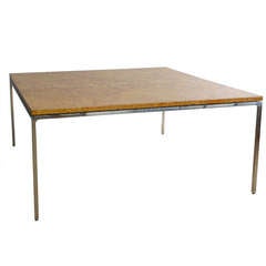 Massive Burl Wood and Polished Steel Table