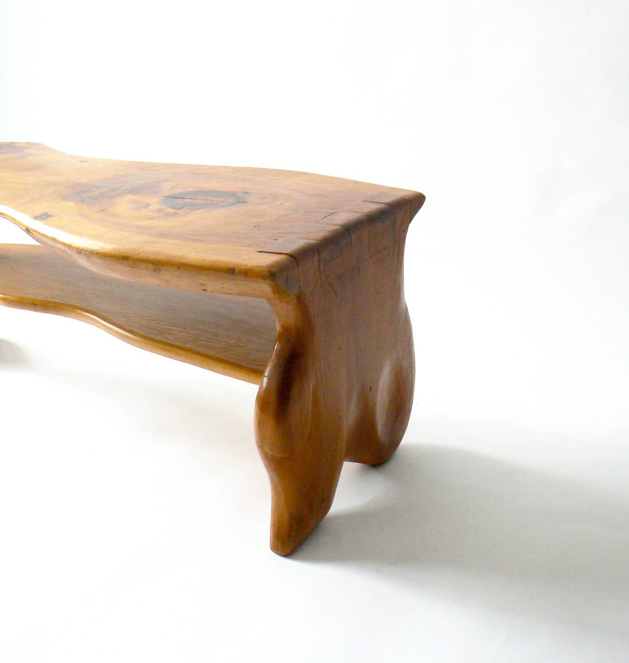 American Carved Live Edge Coffee Table, Manner of Alexandre Noll