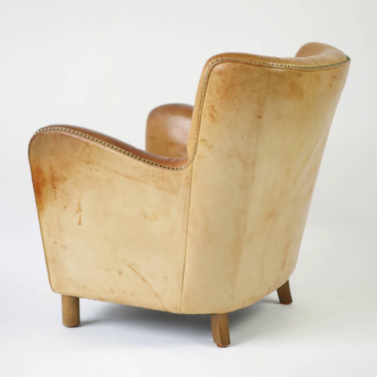 Flemming Lassen Attributed Leather Easy Chair, Denmark, 1930s In Good Condition In New York, NY