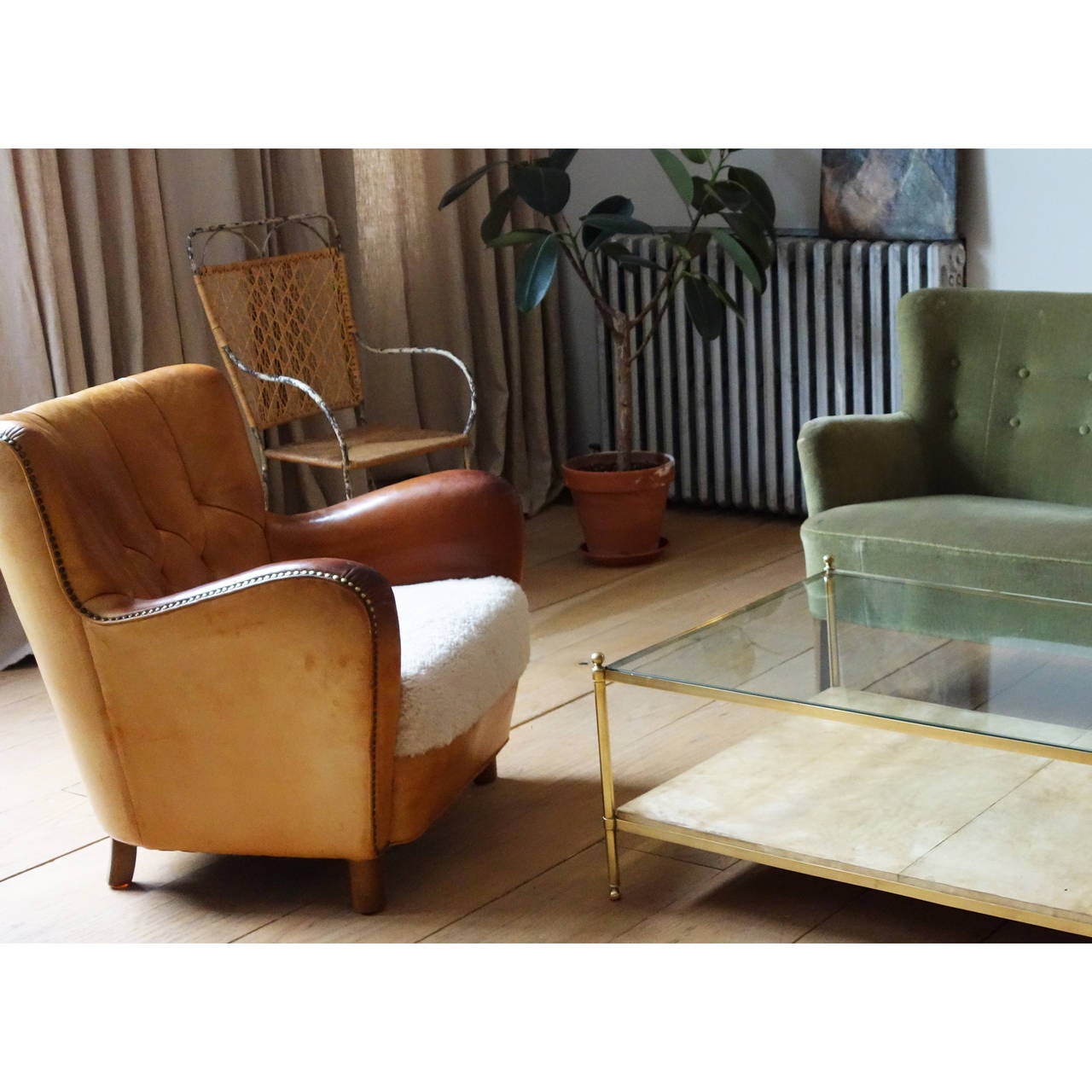Scandinavian Modern Flemming Lassen Attributed Leather Easy Chair, Denmark, 1930s