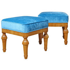 Pair of Upholstered Stools in the Manner of Andre Arbus