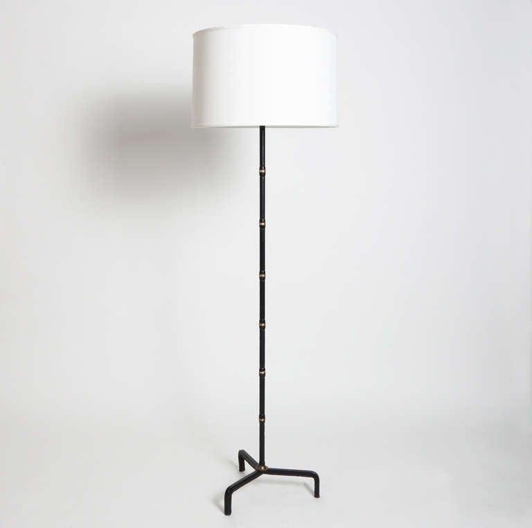 Jacques Adnet Leather and Brass Standing Lamp 3