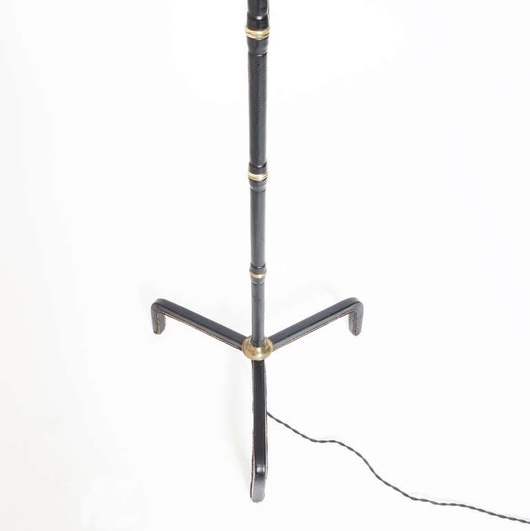 Jacques Adnet Leather and Brass Standing Lamp 2
