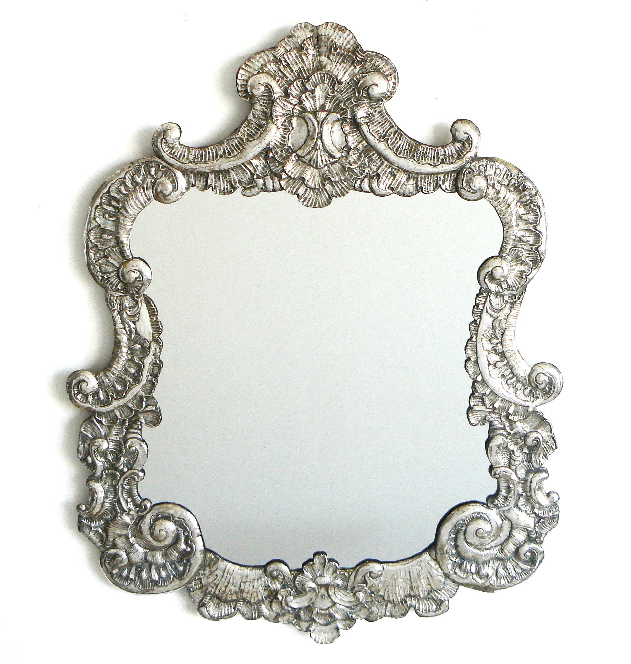 Large Italian Baroque Silver Repousse Mirror