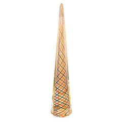 Venini Glass Spire with Black and Red Double Helix