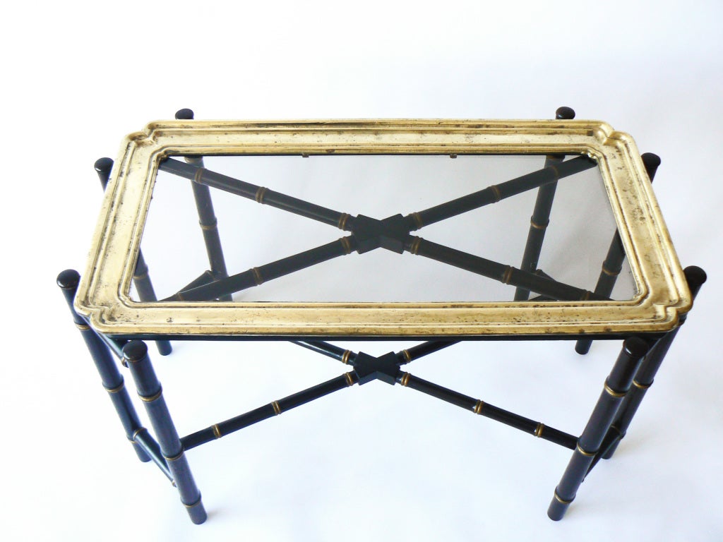 American Vintage Baker Faux Bamboo and Brass Tray Table