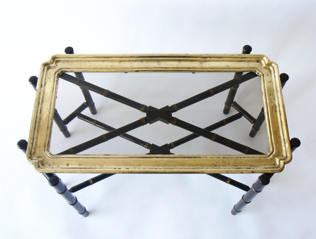 Vintage Baker Faux Bamboo and Brass Tray Table In Good Condition In New York, NY