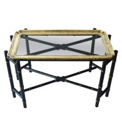 Vintage Baker Faux Bamboo and Brass Tray Table