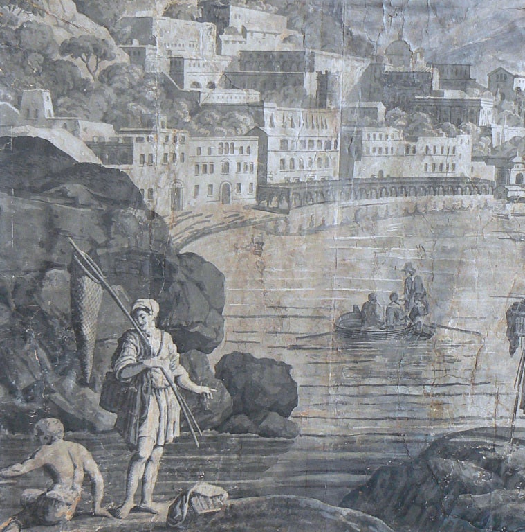 French Wallpaper Panels of the Bay of Naples, from 'Les Vues d’Italie'