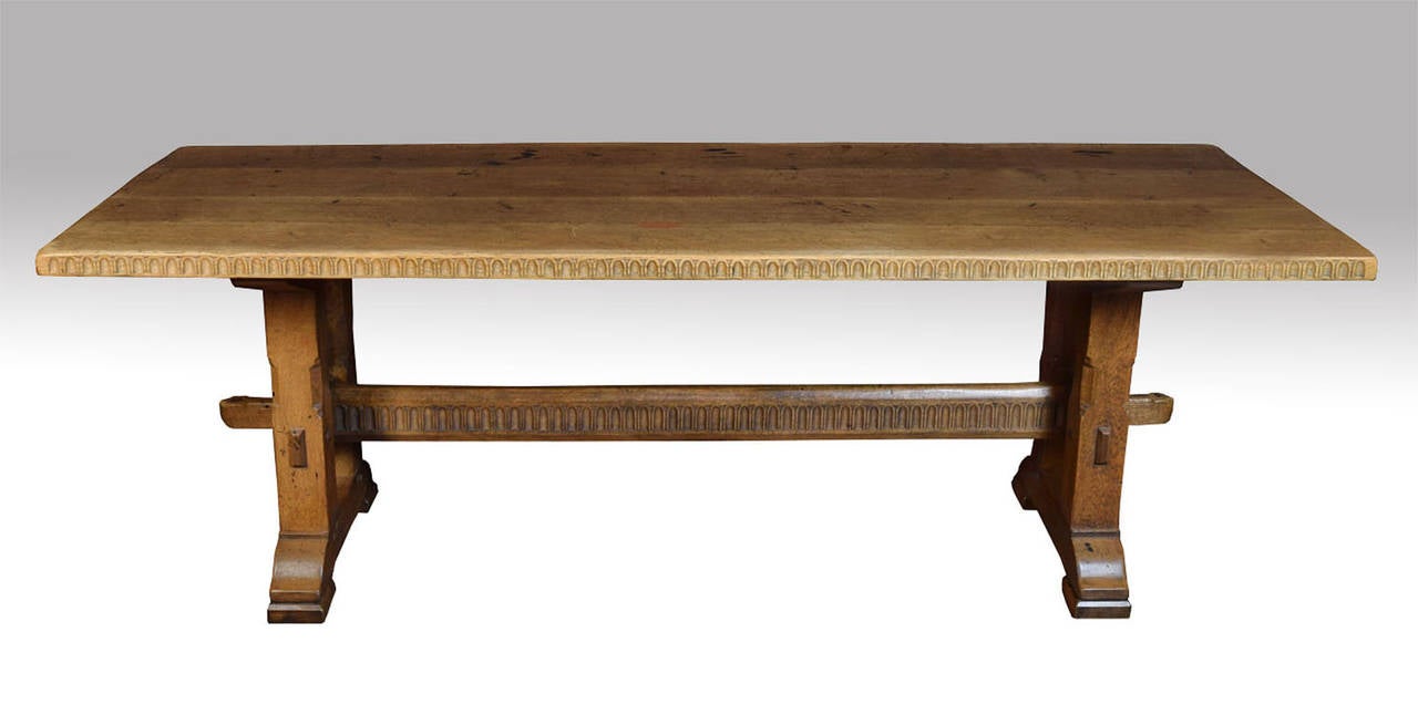Late Victorian Large Oak Refectory Dining Table