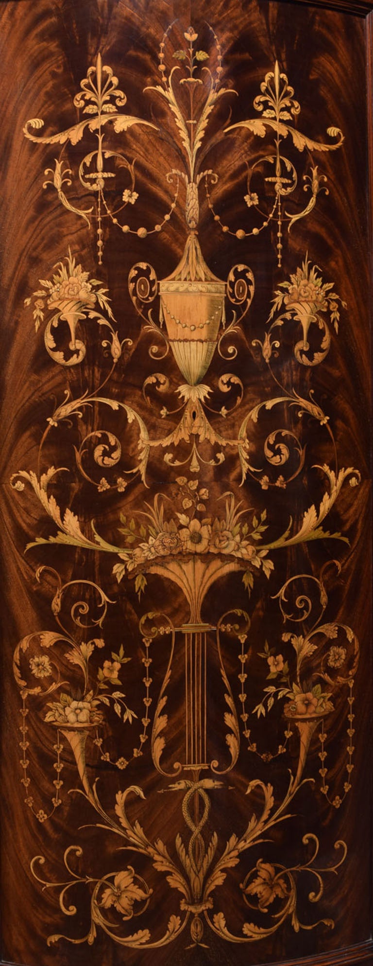 British Mahogany Three-Door Inlaid Wardrobe by Maple & Co.