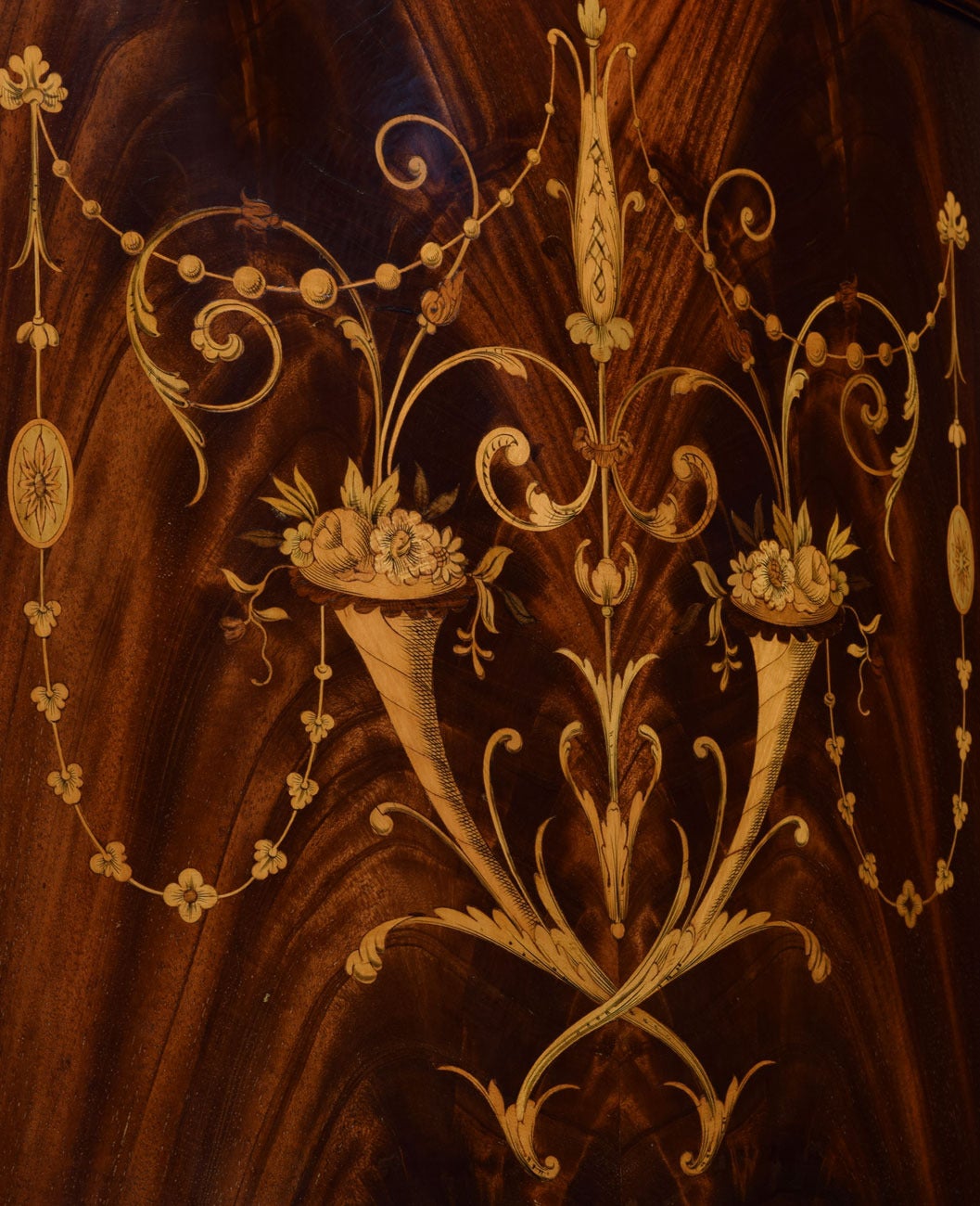 Edwardian Mahogany Three-Door Inlaid Wardrobe by Maple & Co.