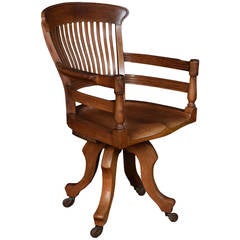 Antique Walnut Office / Captain’s Revolving Desk Chair