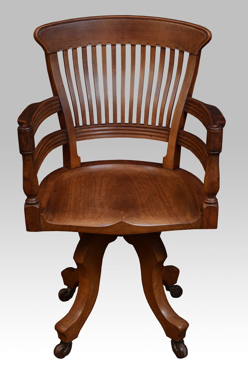 Late Victorian Walnut Office / Captain’s Revolving Desk Chair