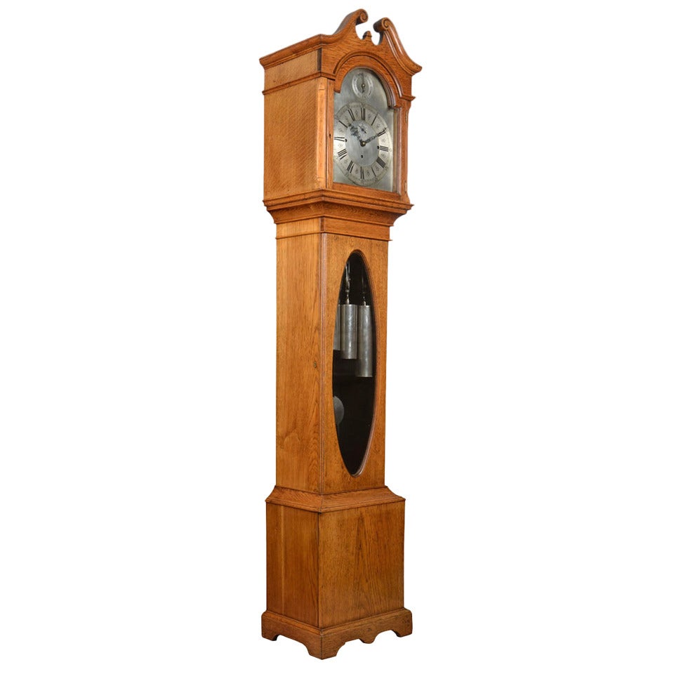 Victorian Oak Eight Day Musical and Quarter Chiming Long Case Clock